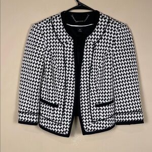 White House Black Market Women’s Houndstooth Black White 7/8 Sleeve Blazer
